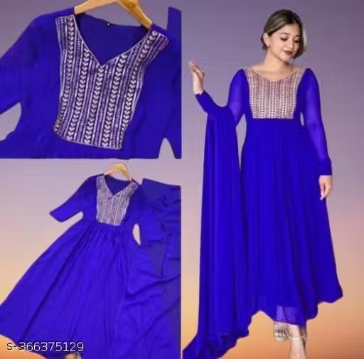 Indian Readymad Embroidered Georgette Anarkali Kurti with Dupatta Women’s Gift
