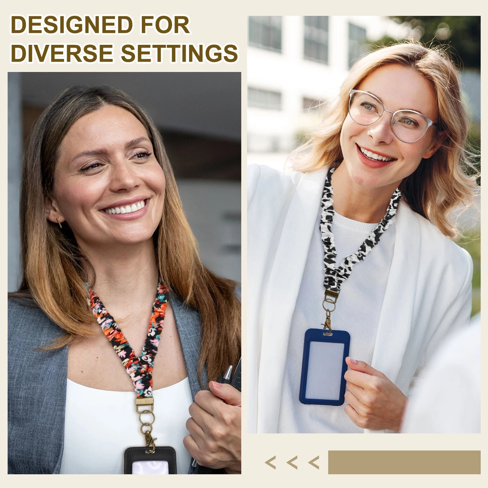 Scrunchie Stretchy Lanyards Teacher ID Holder with Clip
