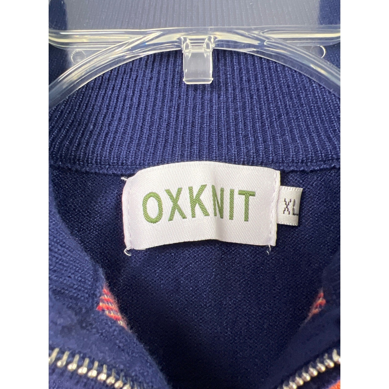 OXKNIT 1/4 Zip Sweater Men XLPullover Multicolor Abstract Swirl Short Sleeve