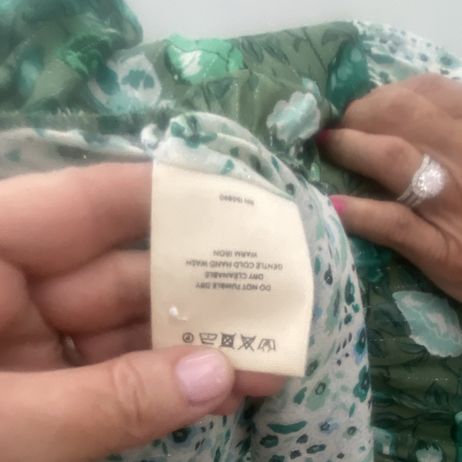 Spell & the Gypsy Green Floral V-Neck Bell Sleeve Ruffle Blouse, size small