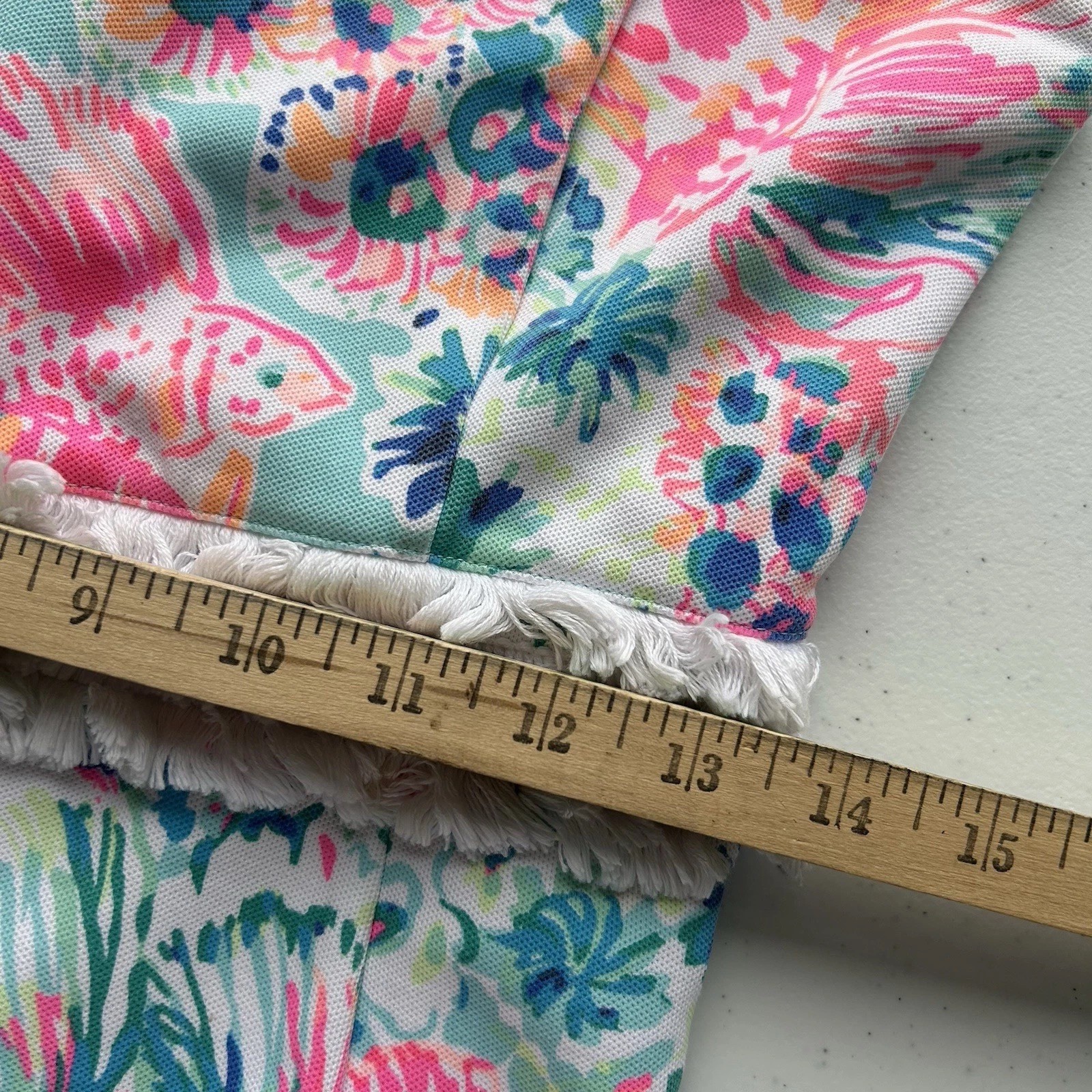 Lilly Pulitzer Arden Mini Shift Dress Serene Blue Gypsea Size Medium Fringe Fish
