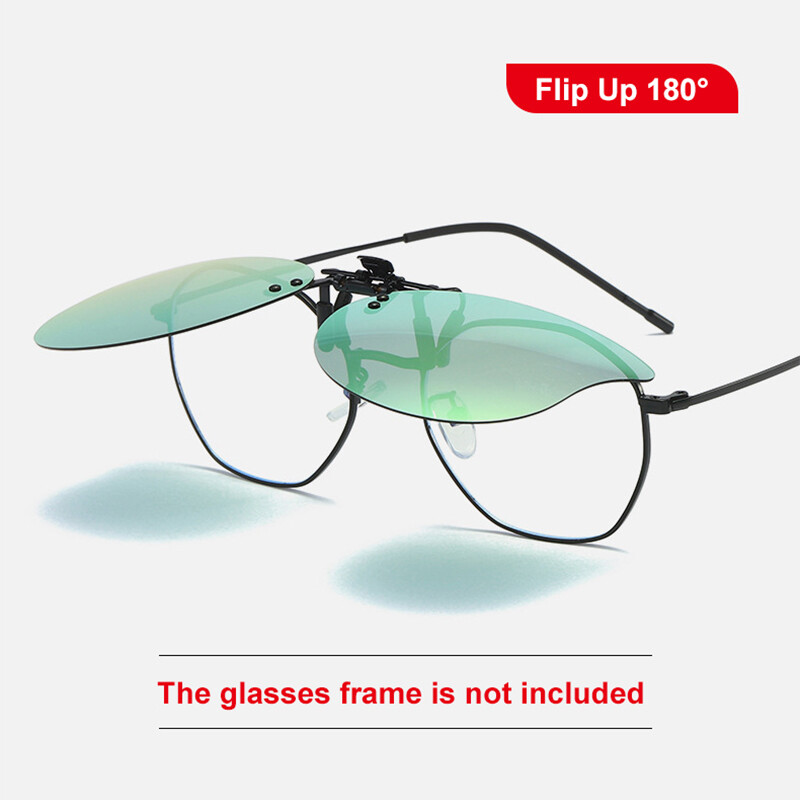 Polarized Clip-on Sunglasses Rimless Flip Up Lens Fit Over Prescription Glasses
