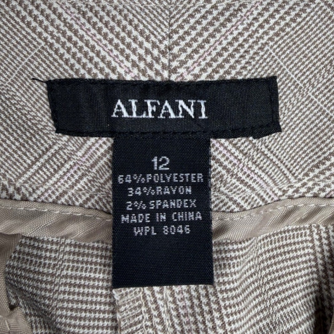 New Alfani Plaid Dress Pants size 12 Beige/White