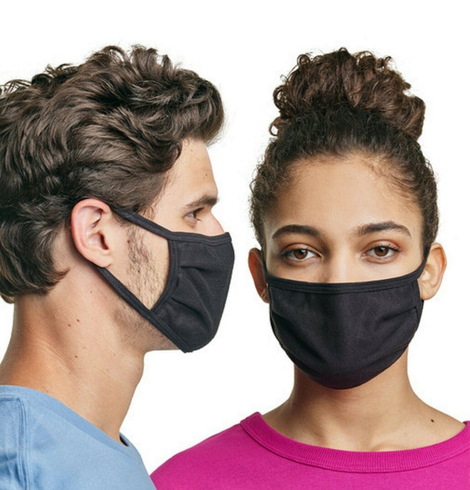10 Pack Hanes Face Masks – Black Cotton Reusable Cover Face mask Cloth Facemask