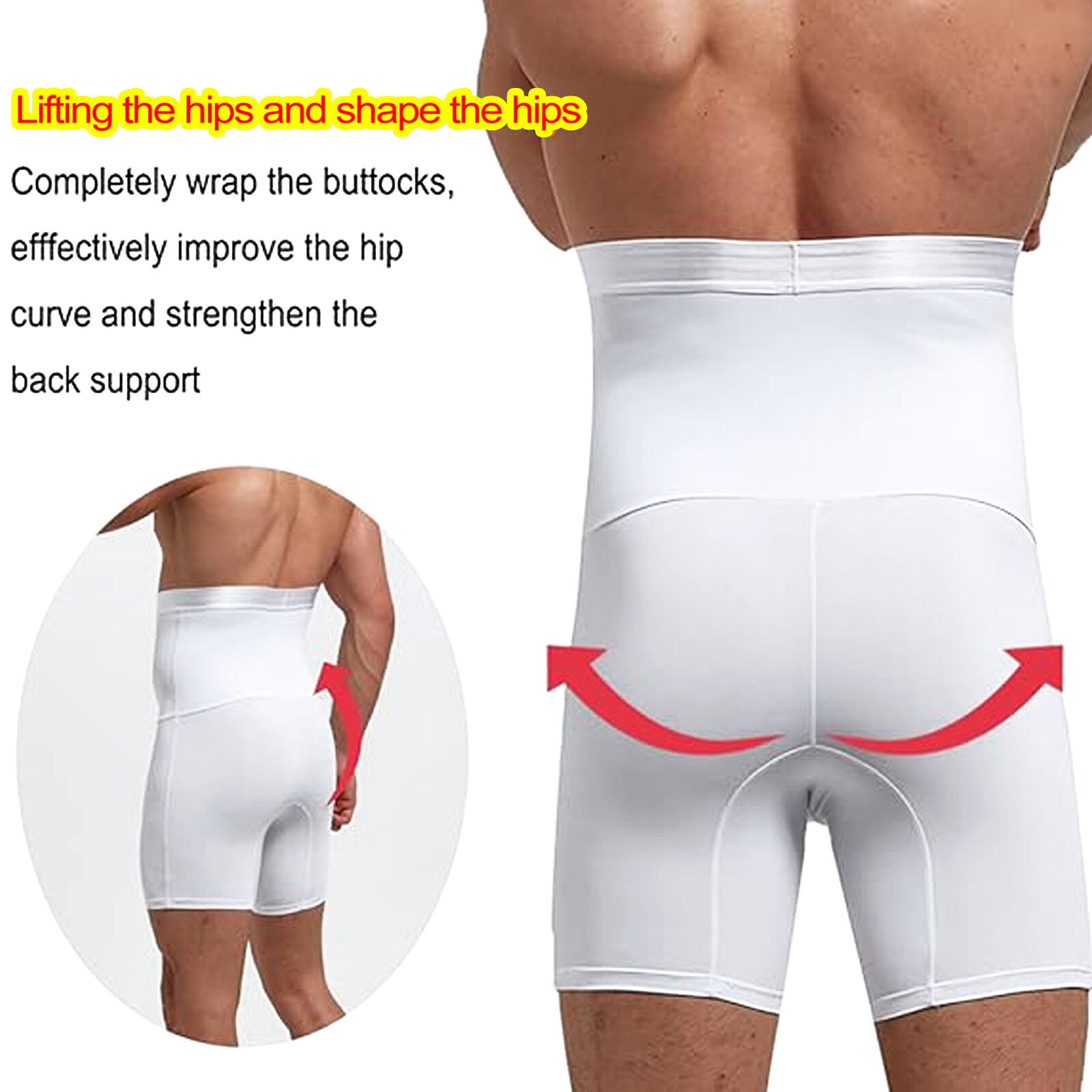 Mens Body Shaper Posture-Improving Tummy Control Compression Boxers Underwear