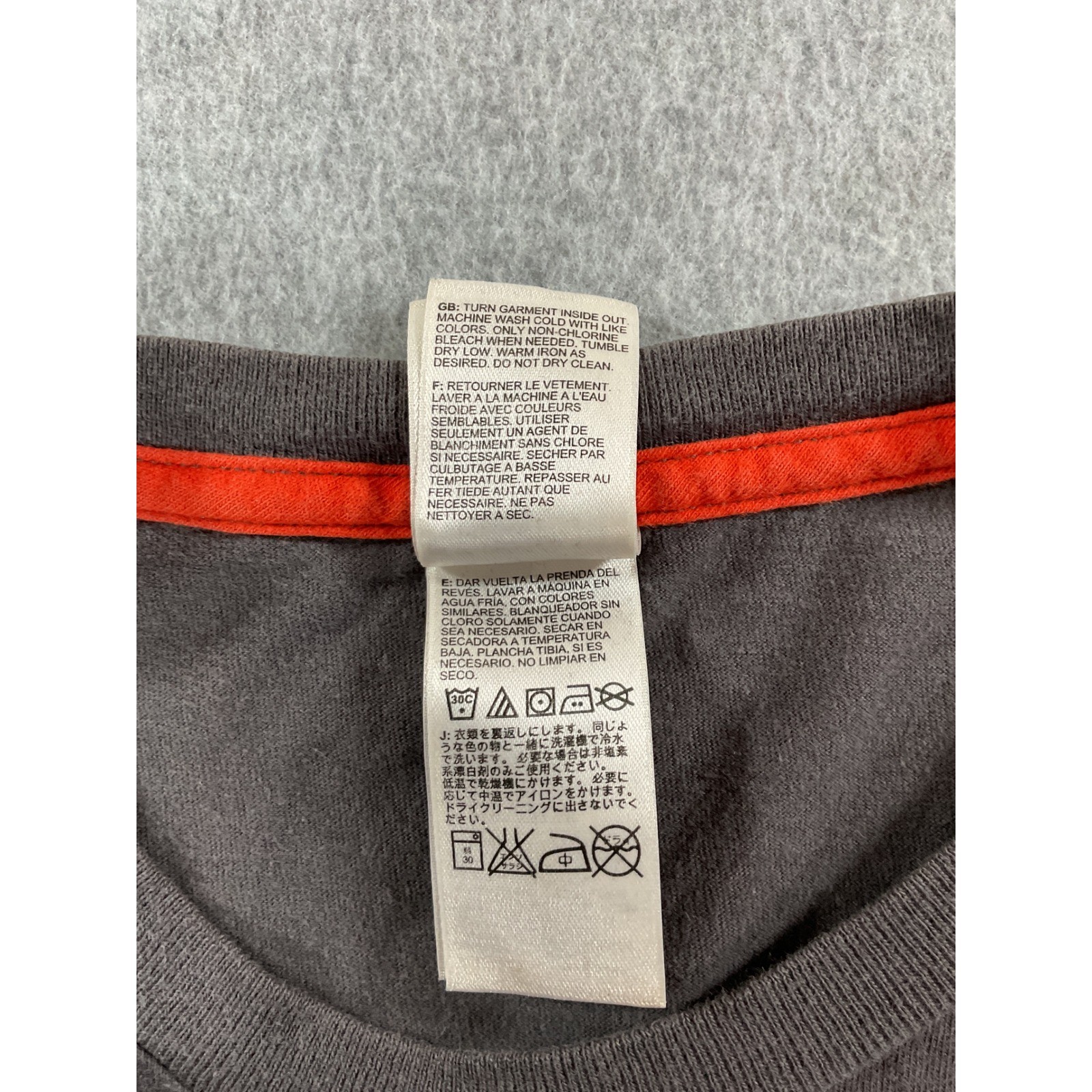 The North Face Mens Graphic Tee Charcoal Grey Orange Logo T-Shirt Small #853