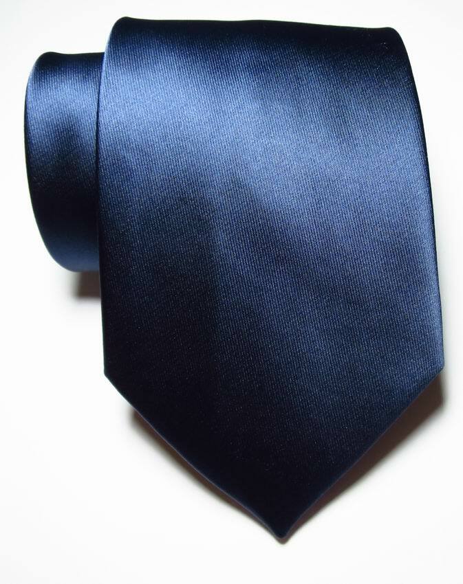 New Classic Solid Dark Blue JACQUARD WOVEN 100% Silk Men’s Tie Necktie