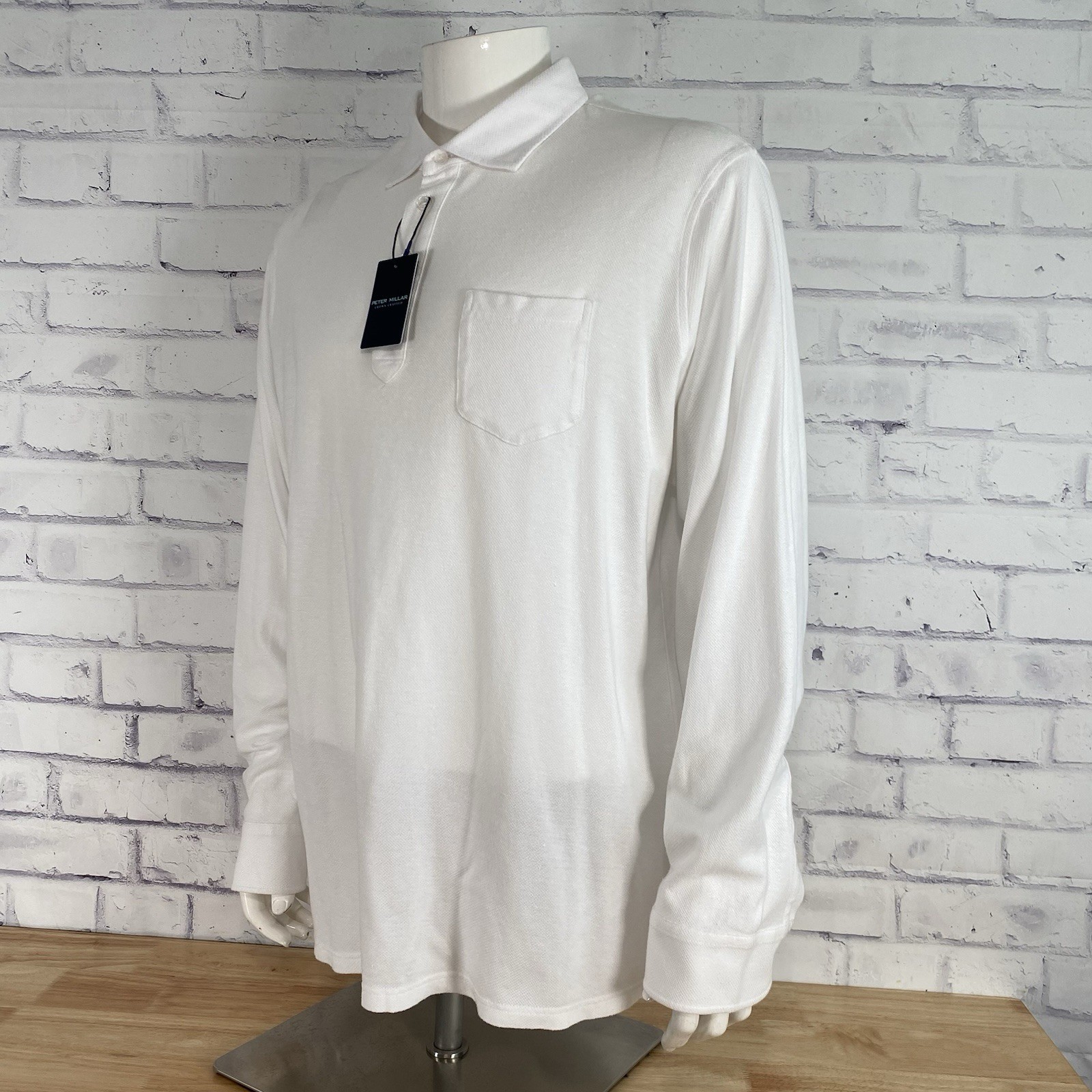 Peter Millar Shirt Men’s XL Polo Long Sleeve Crown Crafted Linen Blend Golf NWT