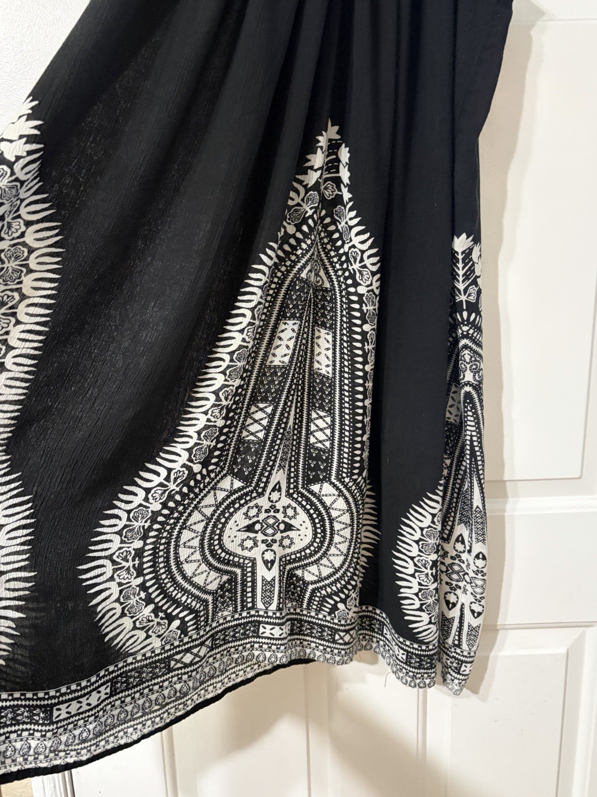 Black & White Boho Maxi Dress – Sleeveless – Women’s – Plus Size XL