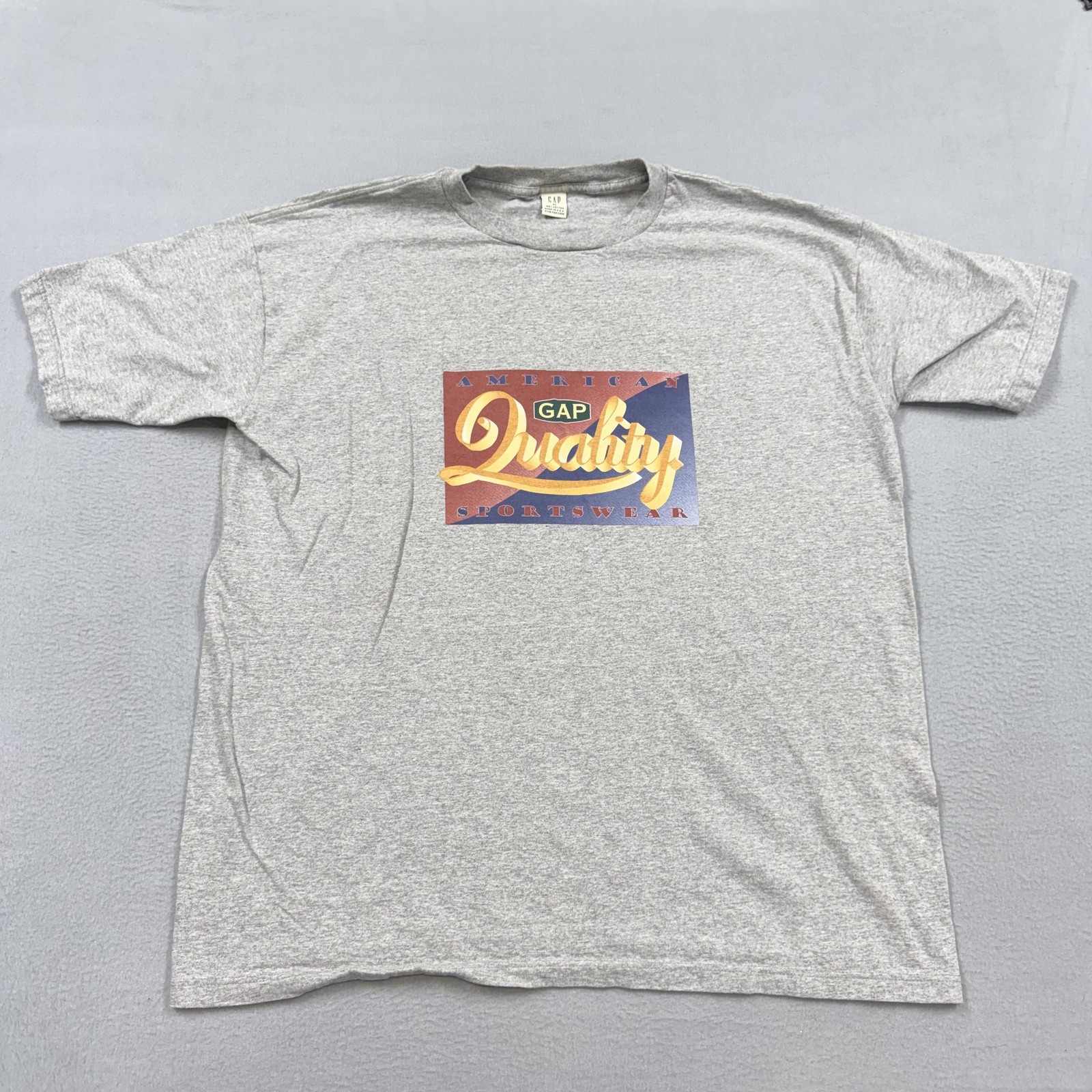 Vintage Gap Shirt Mens XL Gray American Quality Sportswear Graphic 90s USA