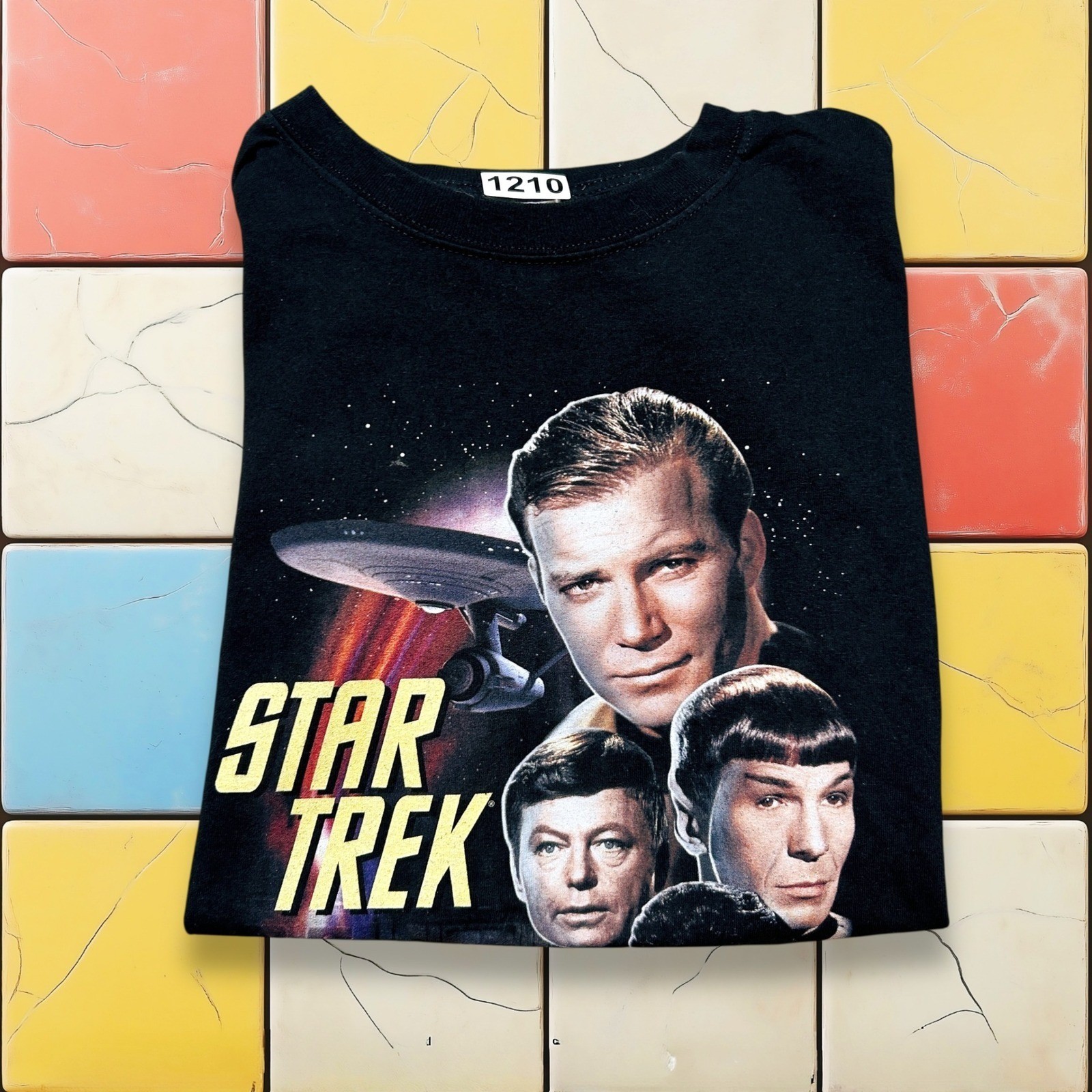 Vintage Star Trek Shirt Mens Large Black Y2K Spock Aliens Sci Fi TV Show Promo
