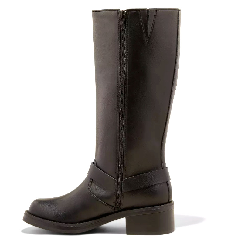 Wild Fable Womens Black Faux Leather Rebel Tall Moto Buckle Boots Pick your Size