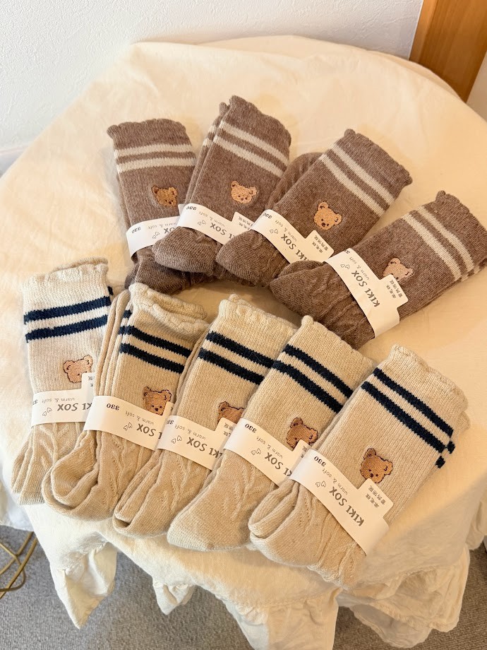 SOX Bear Embroidered Crew Socks Lot of 9 Pairs Soft Cute Women’s Socks