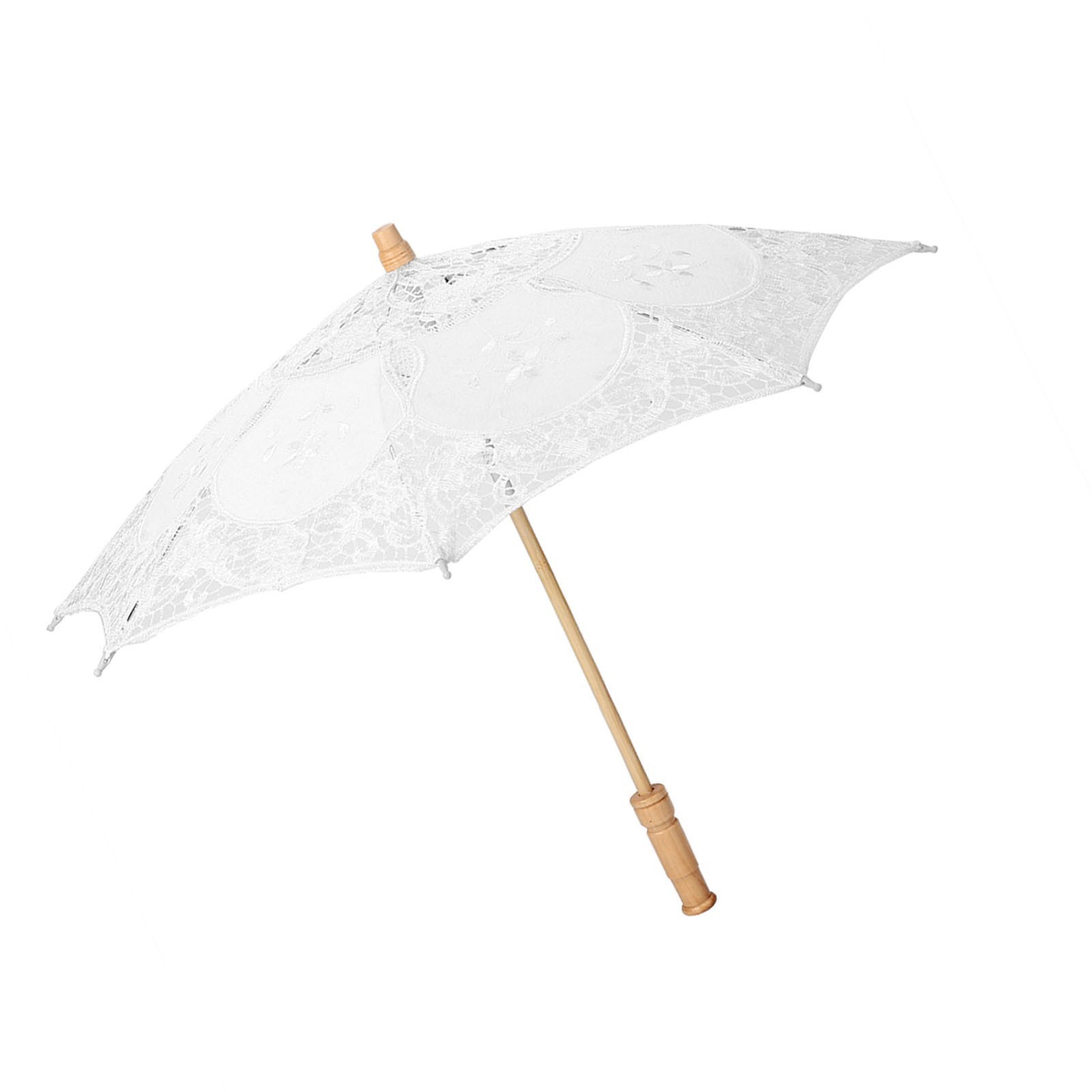 Handmade Lace Flower Embroidery Parasol Wedding Bride Photography Umbrella White