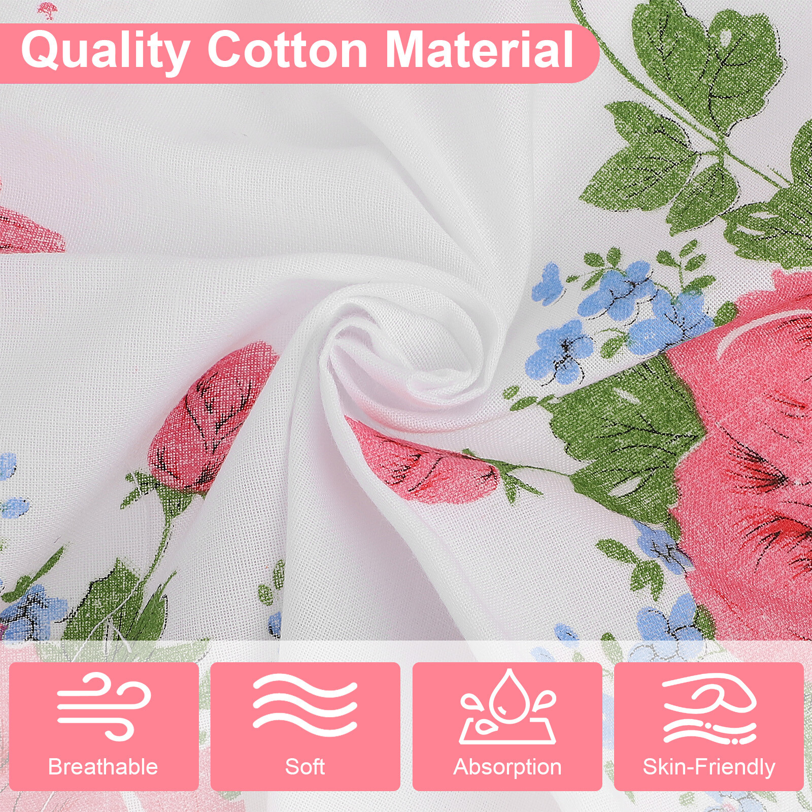 20Pcs Lady Handkerchiefs,100% Cotton Soft Pocket Square, Vintage Flower Hankies