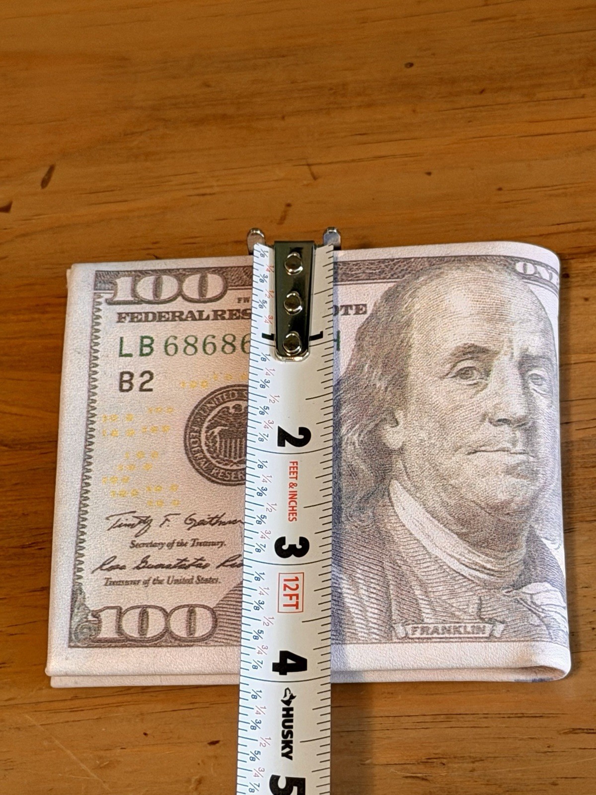 Mens 100 Bill Printed Leather Bifold Novelty Wallet