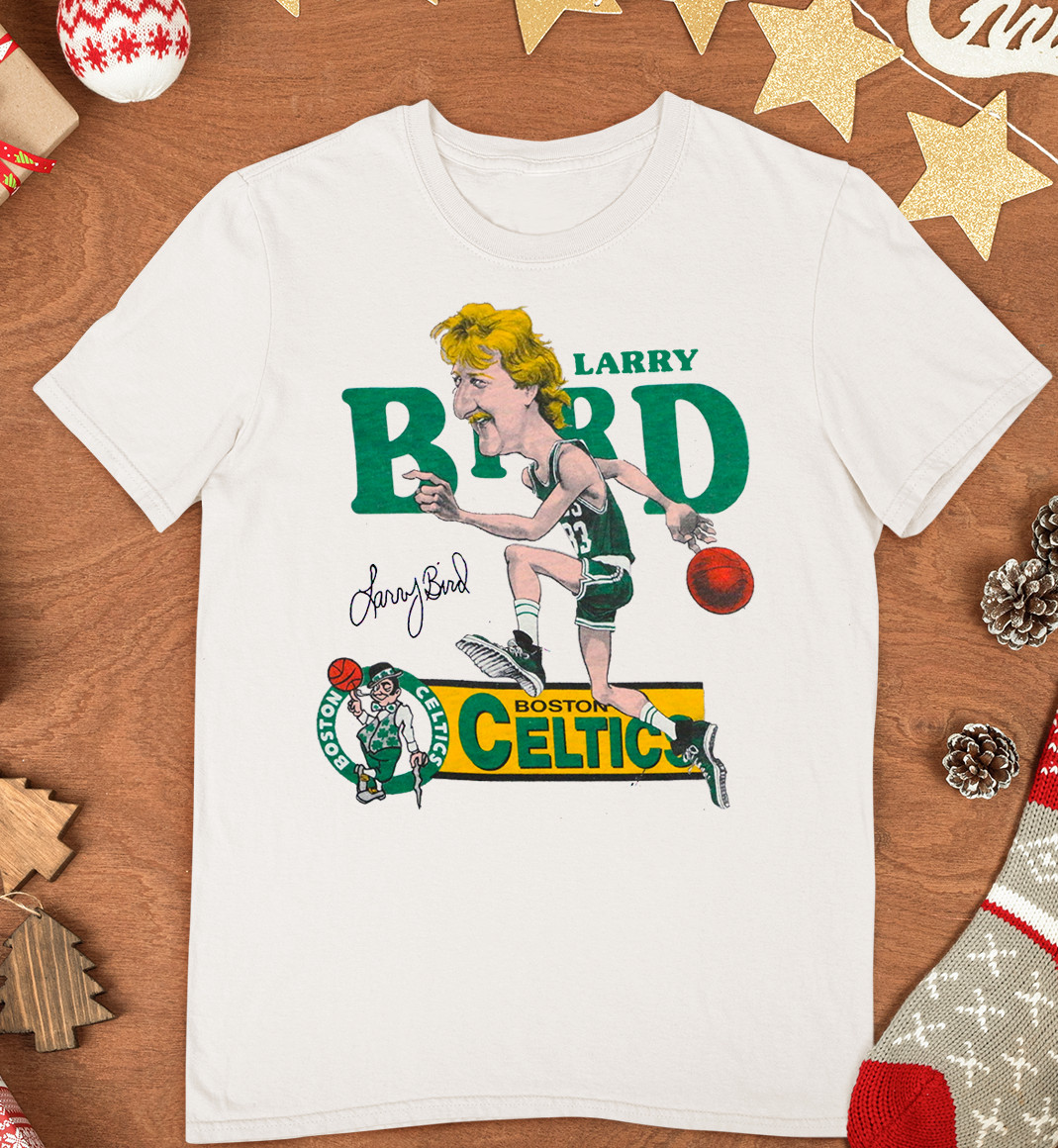 Larry Bird Vintage 1980s Boston Black Men S-234XL T-shirt