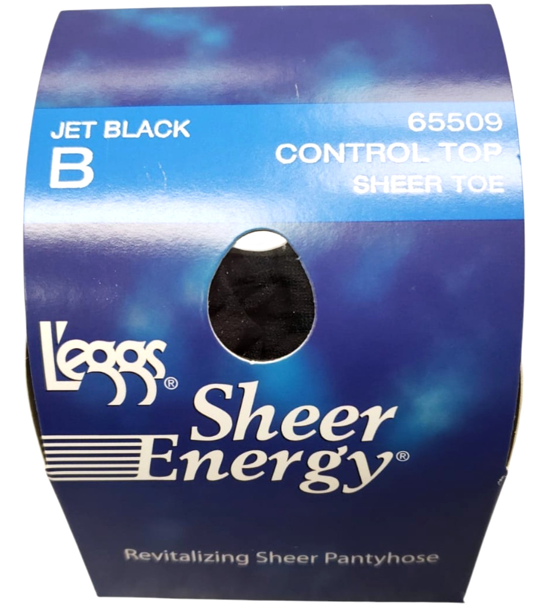 Leggs Sheer Energy Pantyhose Control Top, Sheer Toe Size: B Jet Black 5 Boxes
