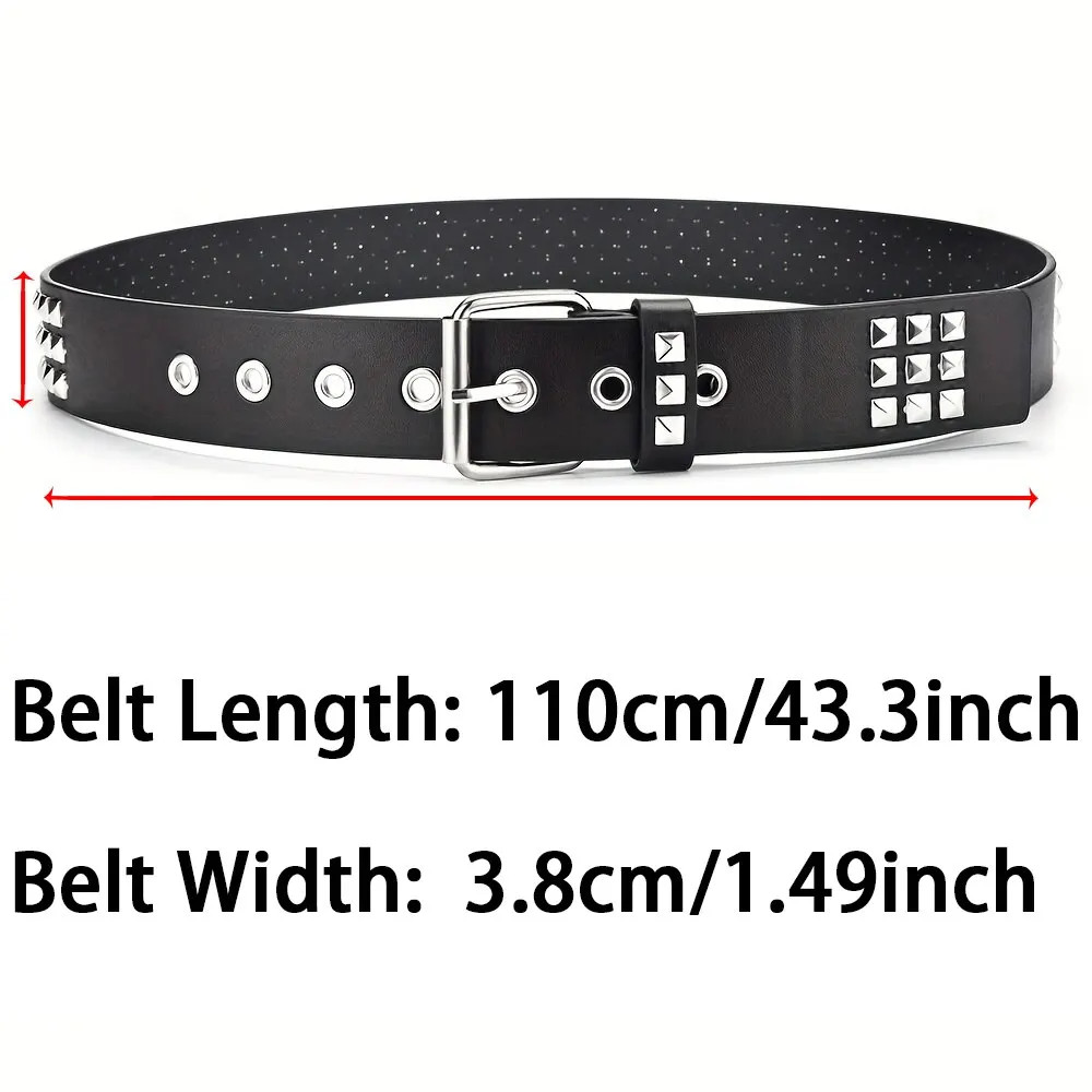 Studded Punk Rock Rivet Belt for Men & Women Pyramid Metal Silver Design USA