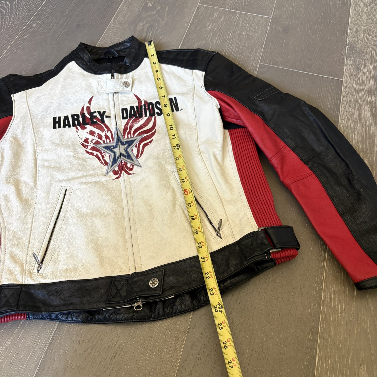 Harley Davidson Women’s Rapid City Black Red White Leather Jacket 97158-03VW