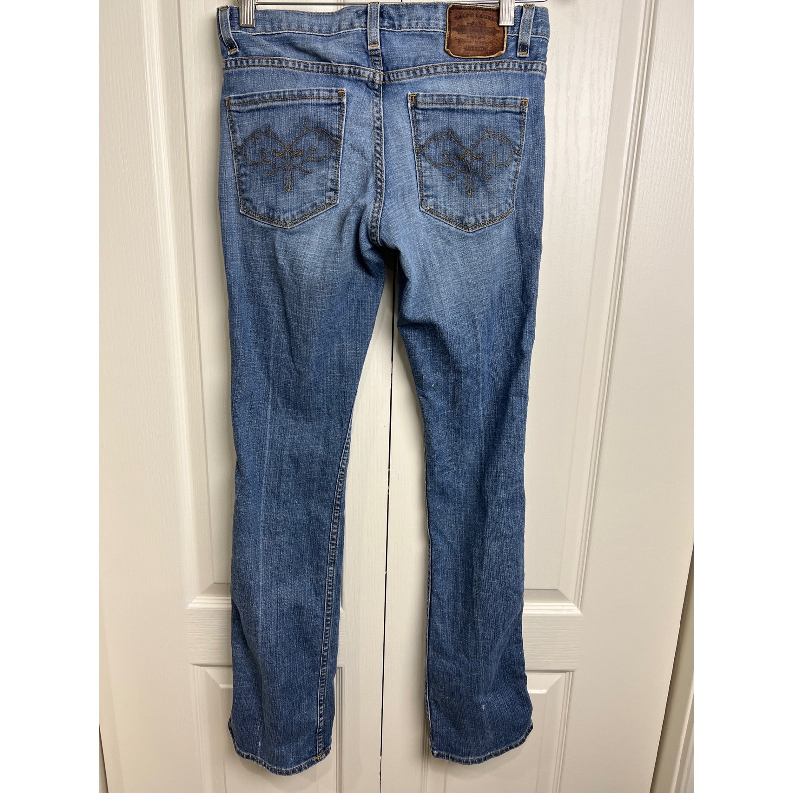 Ralph Lauren Women’s Bootcut Jeans Size 28 Blue Stretch Denim Embroidered A48