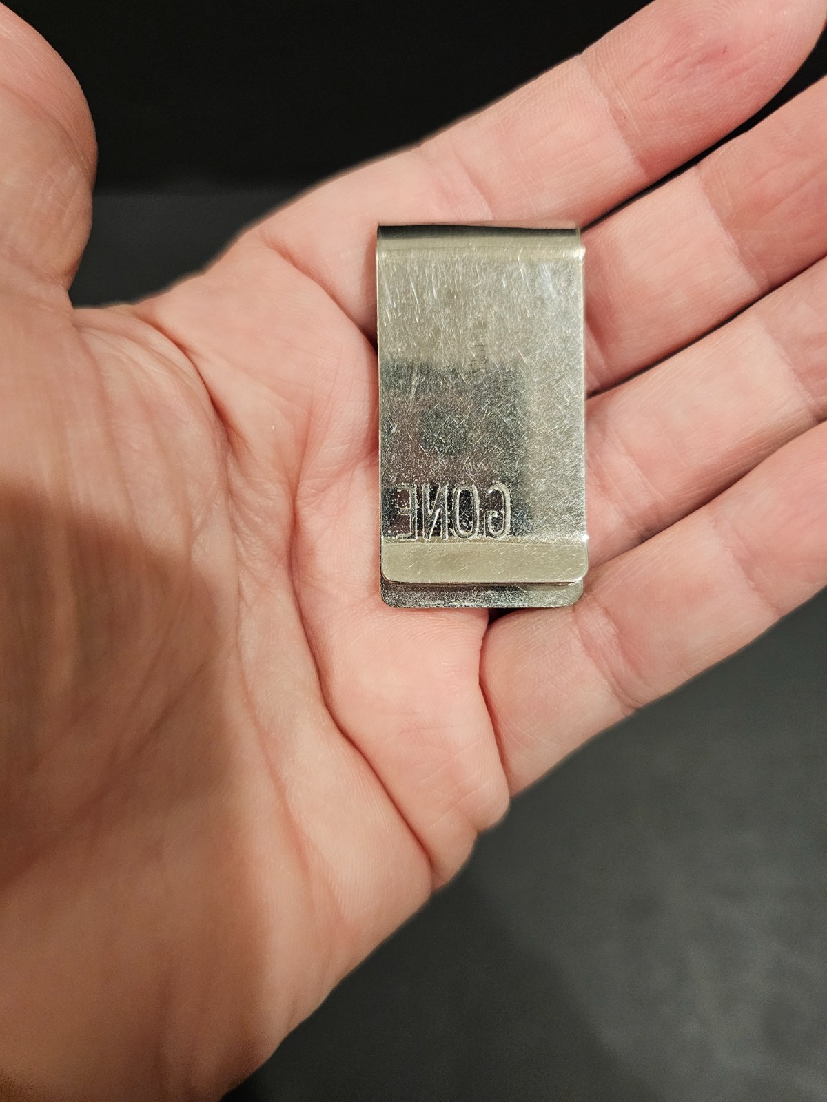 Silver Tone Metal Going Going Gone Empty Wallet Joke Novelty Money Clip