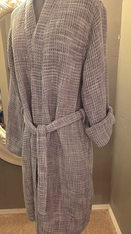 Parachute Waffle Robe Charcoal Gray 100% Turkish Cotton Loungewear Large Unisex