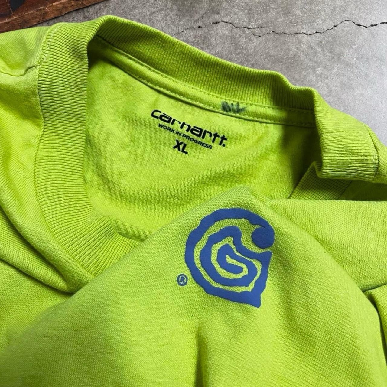 Carhartt WIP G-WIP Spiral Logo Graphic T-Shirt Neon Lime Green XL