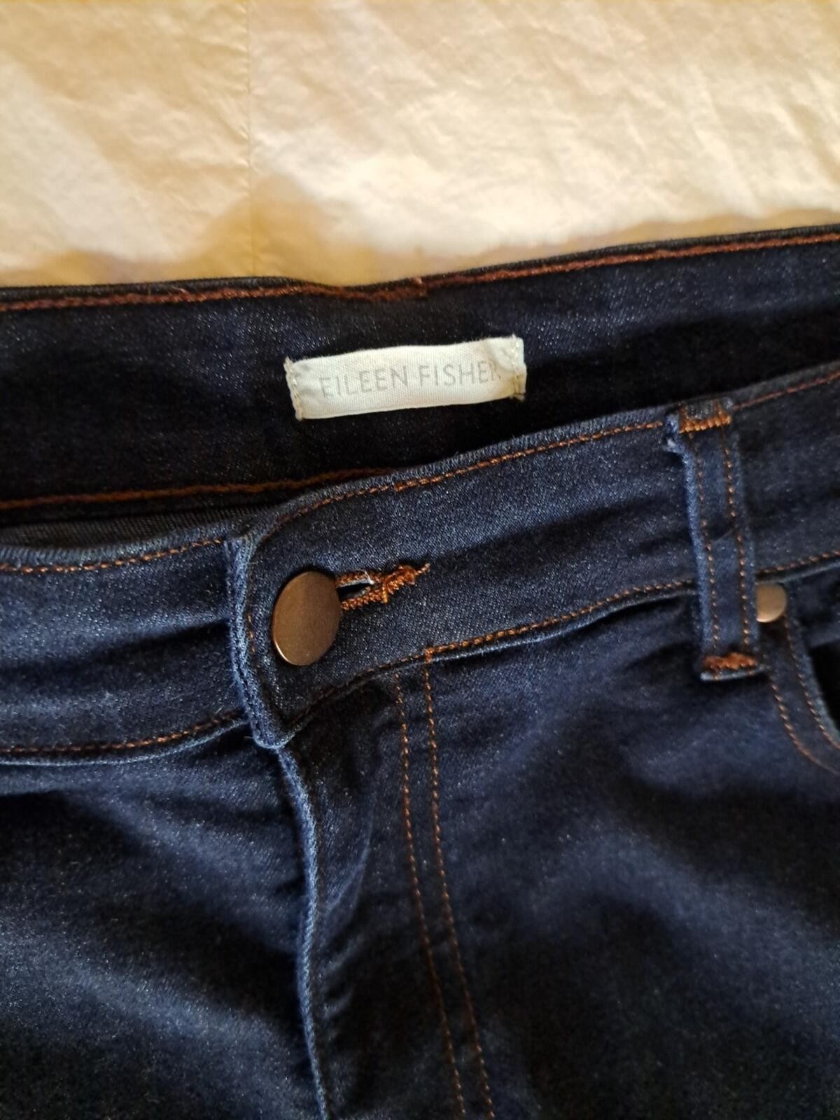 Eileen Fisher Organic Cotton Straight Ankle Jean Size 12 EUC Returns Accepted