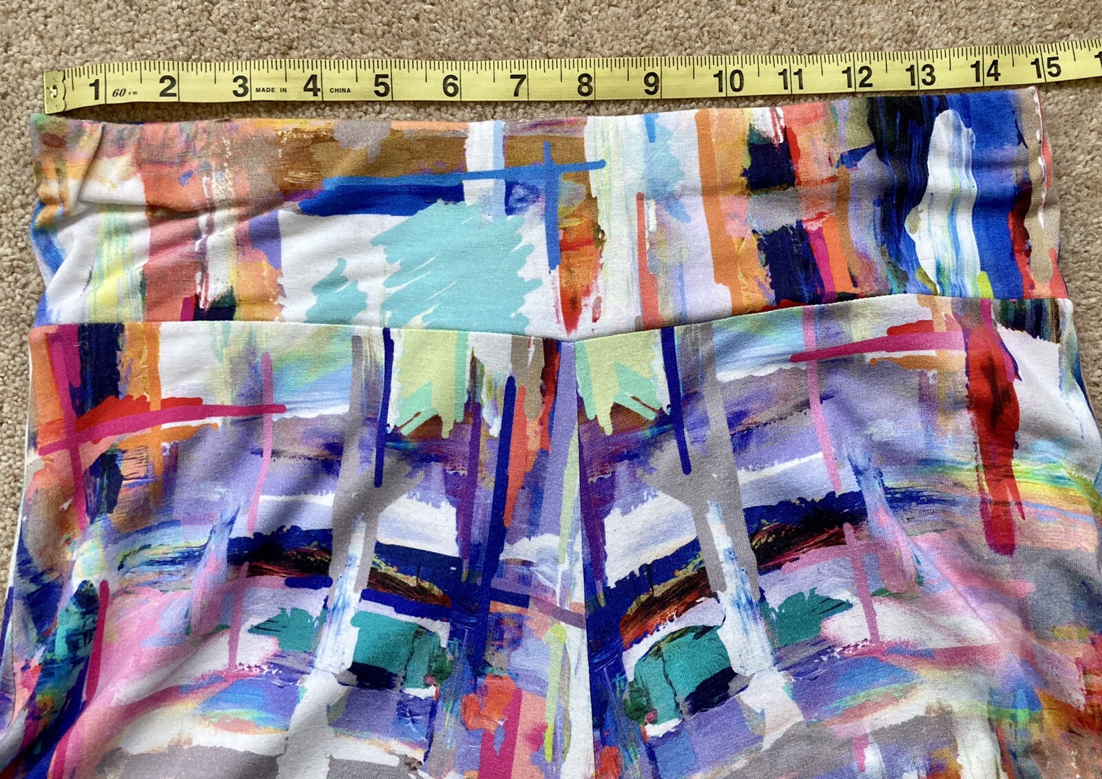 David Nieper Fully Lined Paint Strokes Print Stretch Midi Skirt Size 12 Viscose