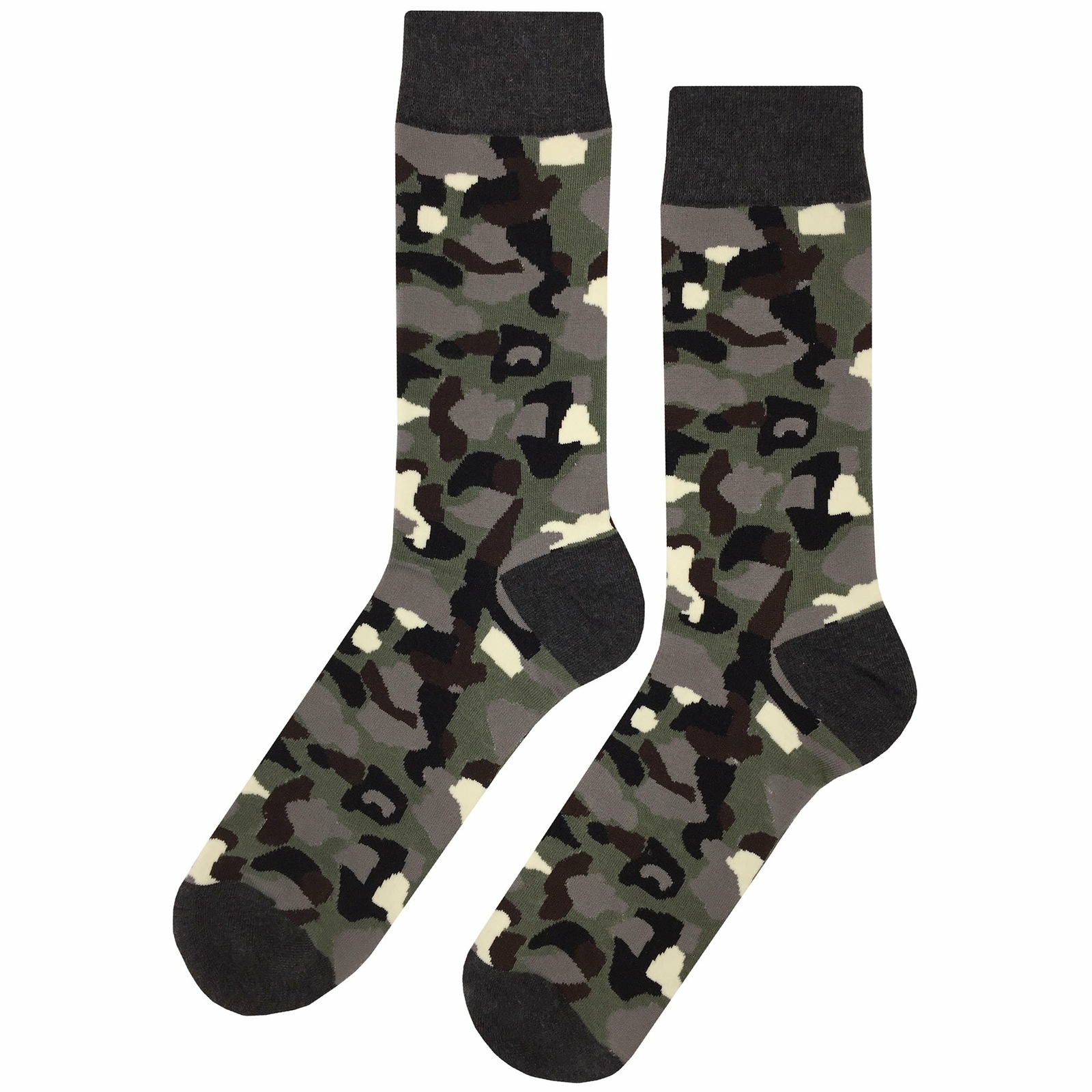 NWT Dark Camouflage Dress Socks Novelty Men 8-12 Multicolor Crazy Fun Sockfly