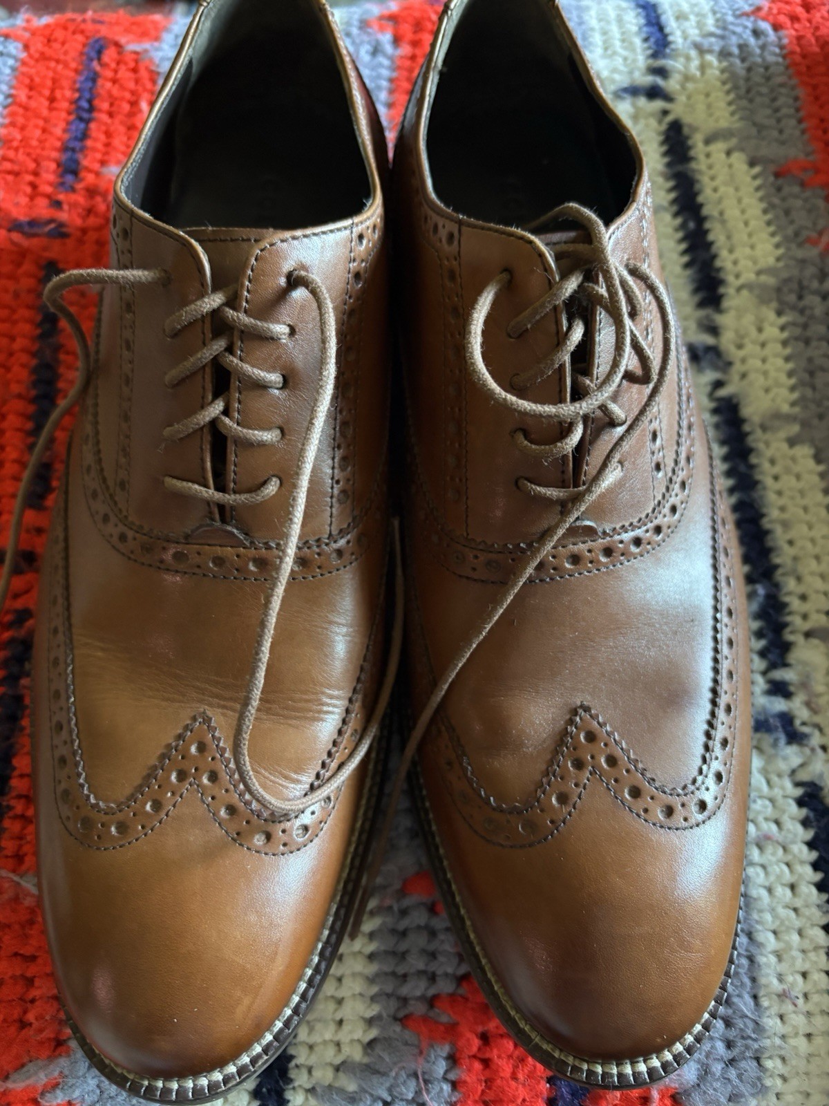 Cole Haan Williams Wingtip Oxford Size 9 1/2 M Shoes Brown Tan Leather C12210