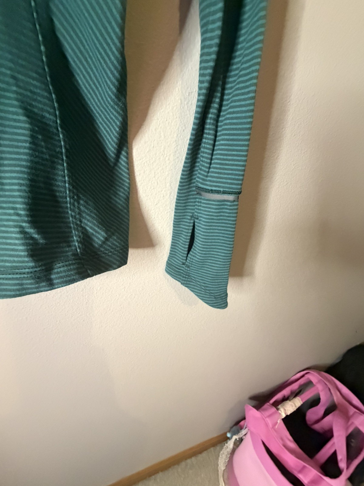 Lululemon Kanto Catch Me Long Sleeve Top Mini Pop Stripe Teal Womens Size 4