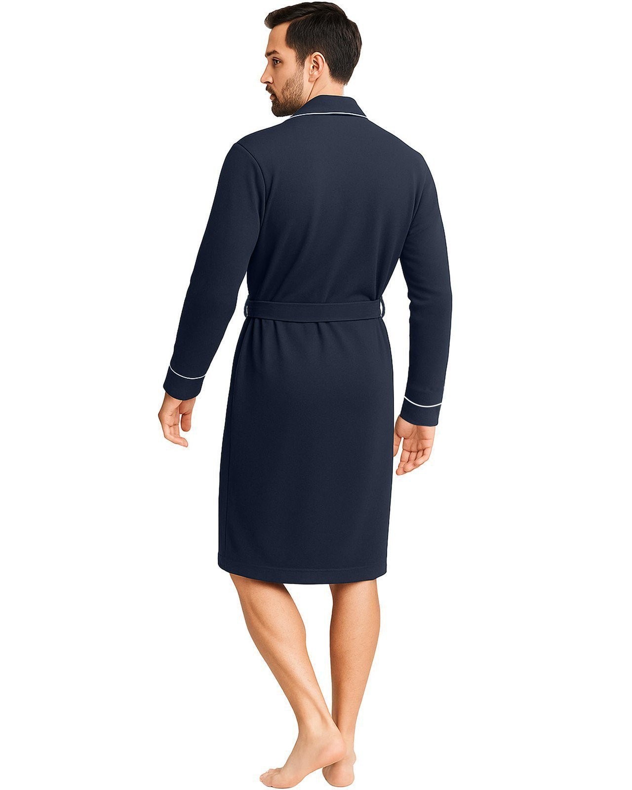 NY Threads Men’s Robe Cotton Blend Knit Bathrobe, X-Large, Navy