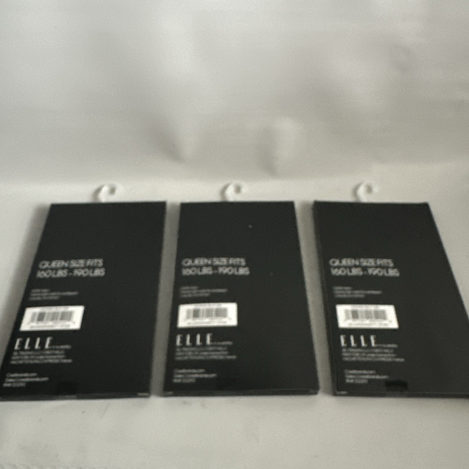 ELLE Queen Size Pantyhose Black Silky Sheer Control Top 100% Nylon Lot of 3