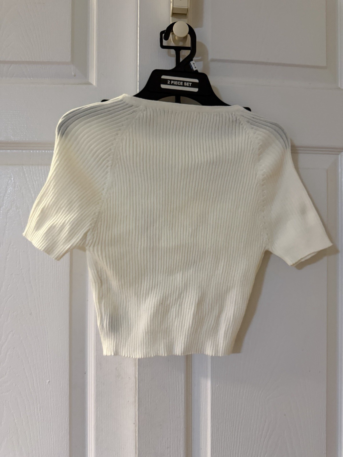 Cider Cream Ribbed Lace-Up Crop Top with Floral Embroidery