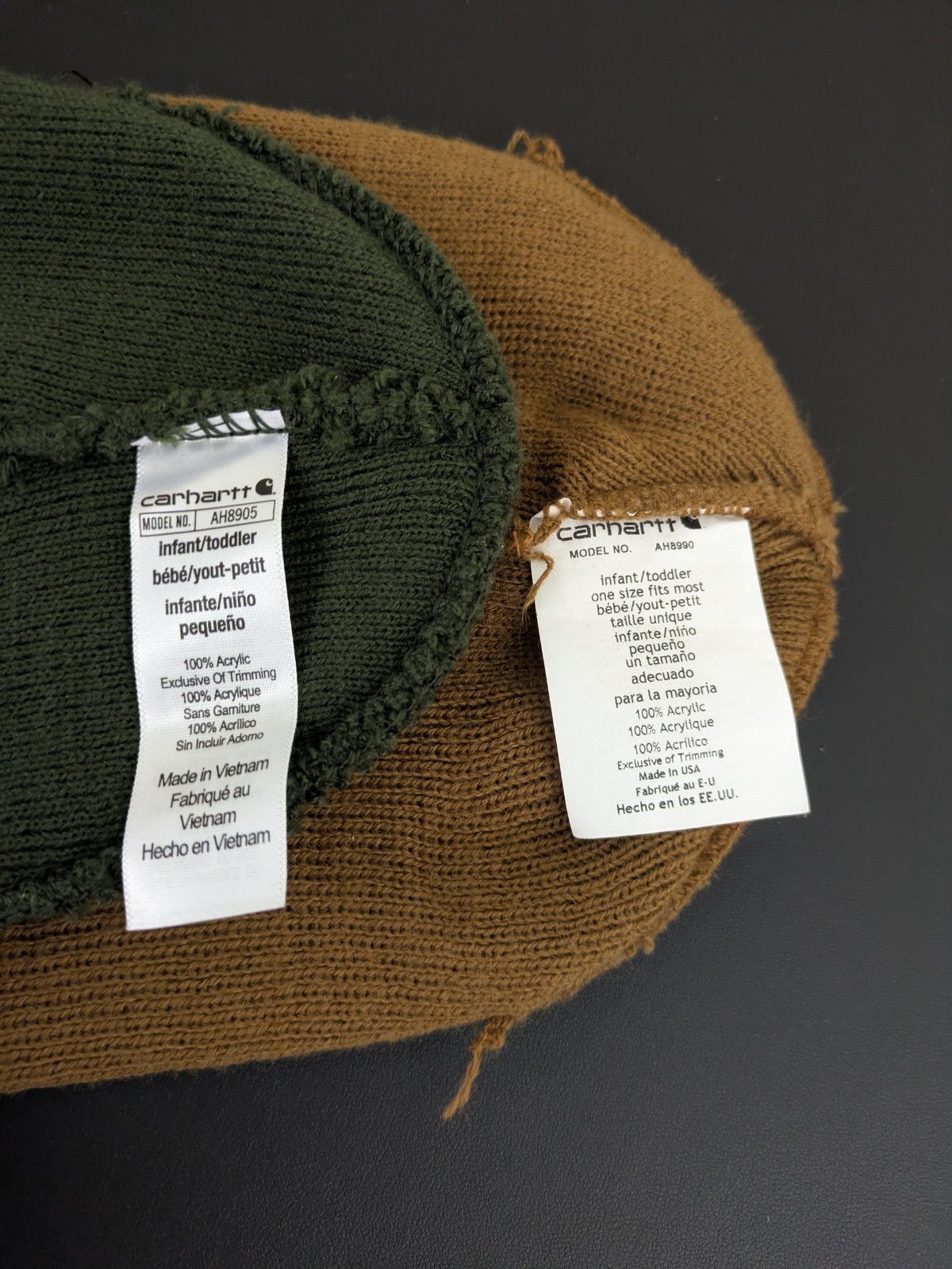 Carhartt Youth/Toddler Acrylic Beanie Hat One Size Winter Cap ( Lot Of 2)