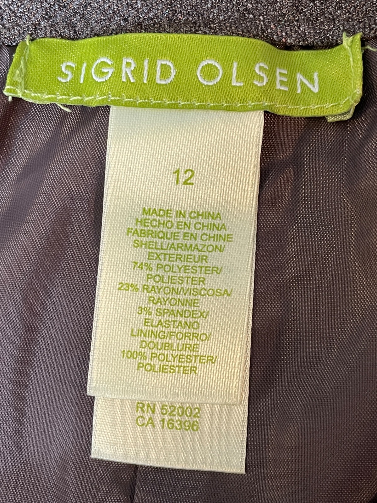 Sigrid Olsen Jacket Skirt Suit Womens 12 Brown Single Breasted Capsule Wardrobe