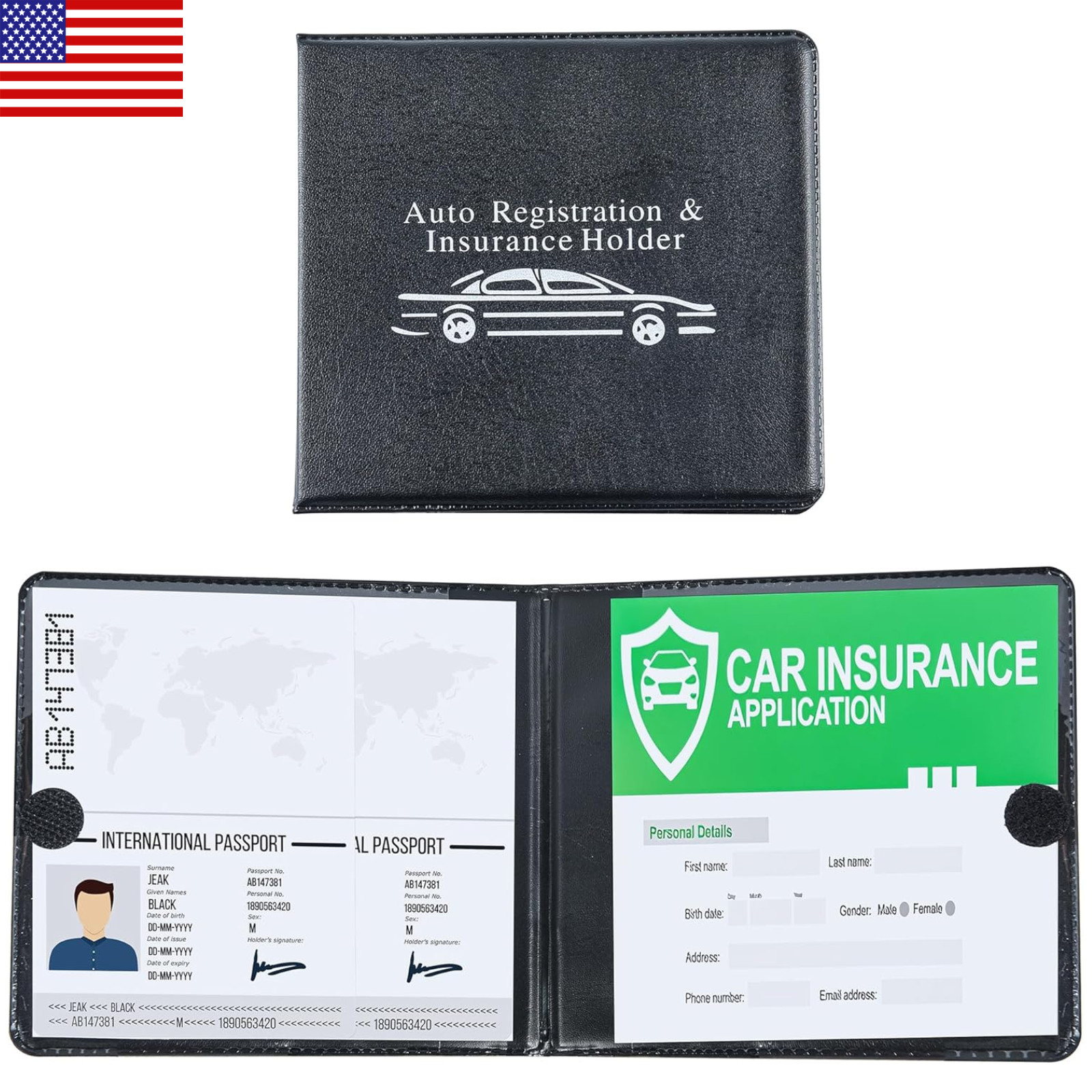 Auto Registration and Insurance Card Holder 2 Packs Car Document ID Holder Gl…