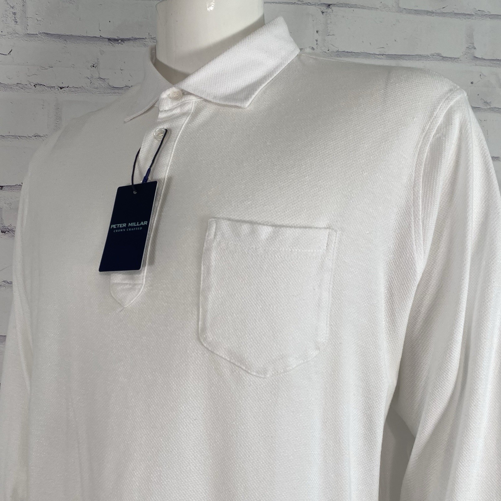 Peter Millar Shirt Men’s XL Polo Long Sleeve Crown Crafted Linen Blend Golf NWT