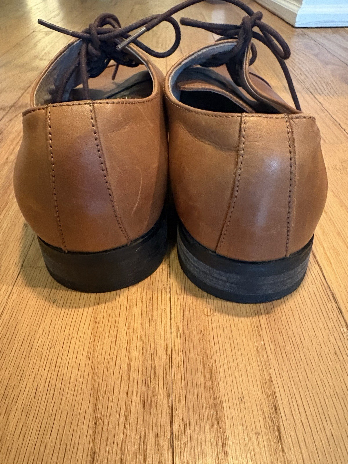 Express Men’s Brown Leather Cap Toe Lace-Up Oxford Dress Shoes US 10