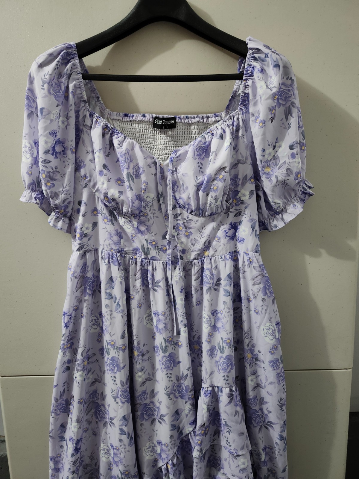 Scarlett Darkness Dress Womens L Lilac Victorian Puff Milkmaid Bodice Smock Boho