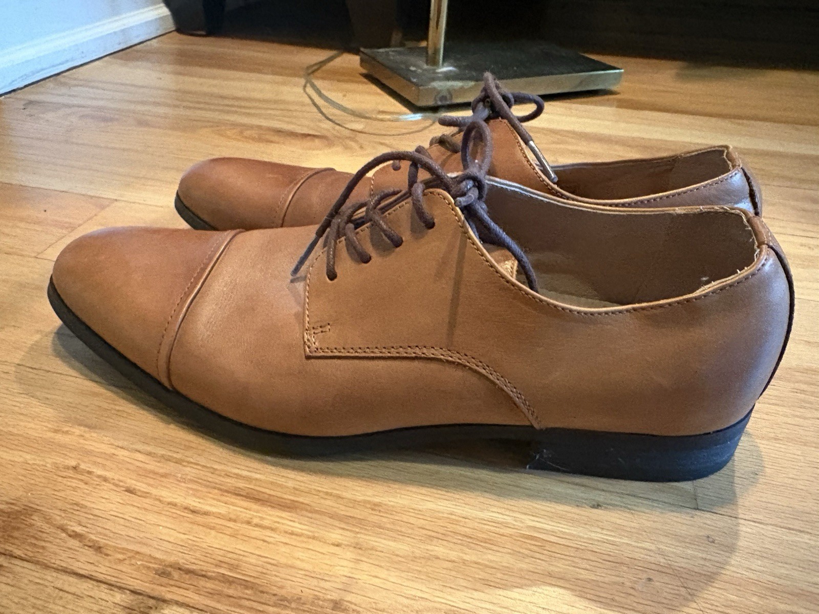 Express Men’s Brown Leather Cap Toe Lace-Up Oxford Dress Shoes US 10