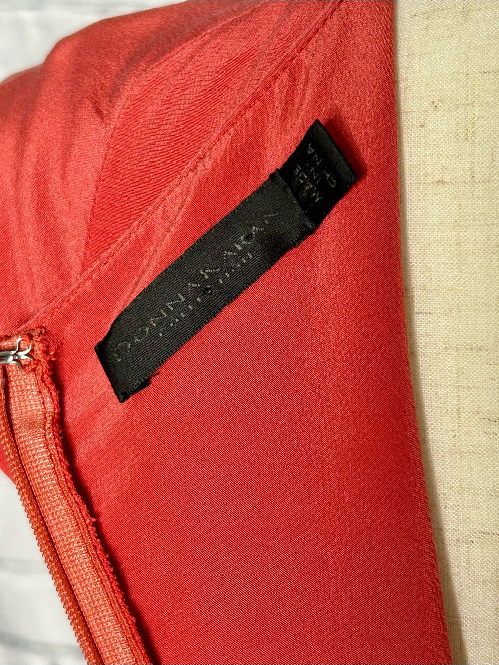 Donna Karan Black Label 100% Silk Coral Drape Dress Luxury Size 6