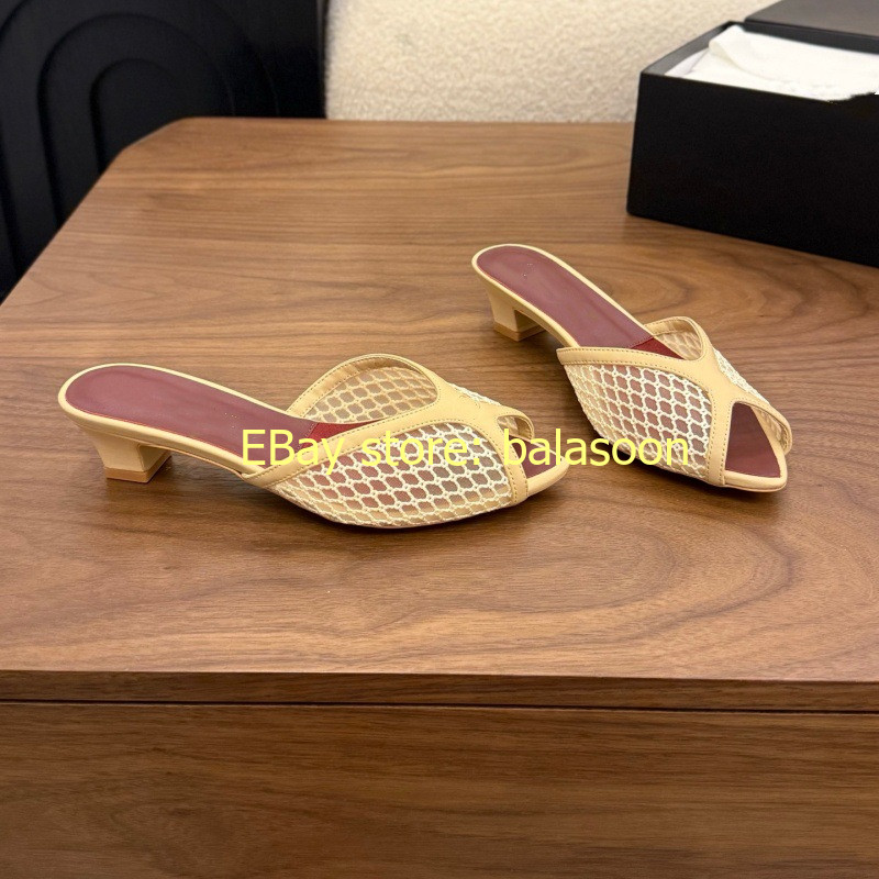 thick-heeled slippers 2026 summer hollow fishmouth high-heeled slippers 35-41