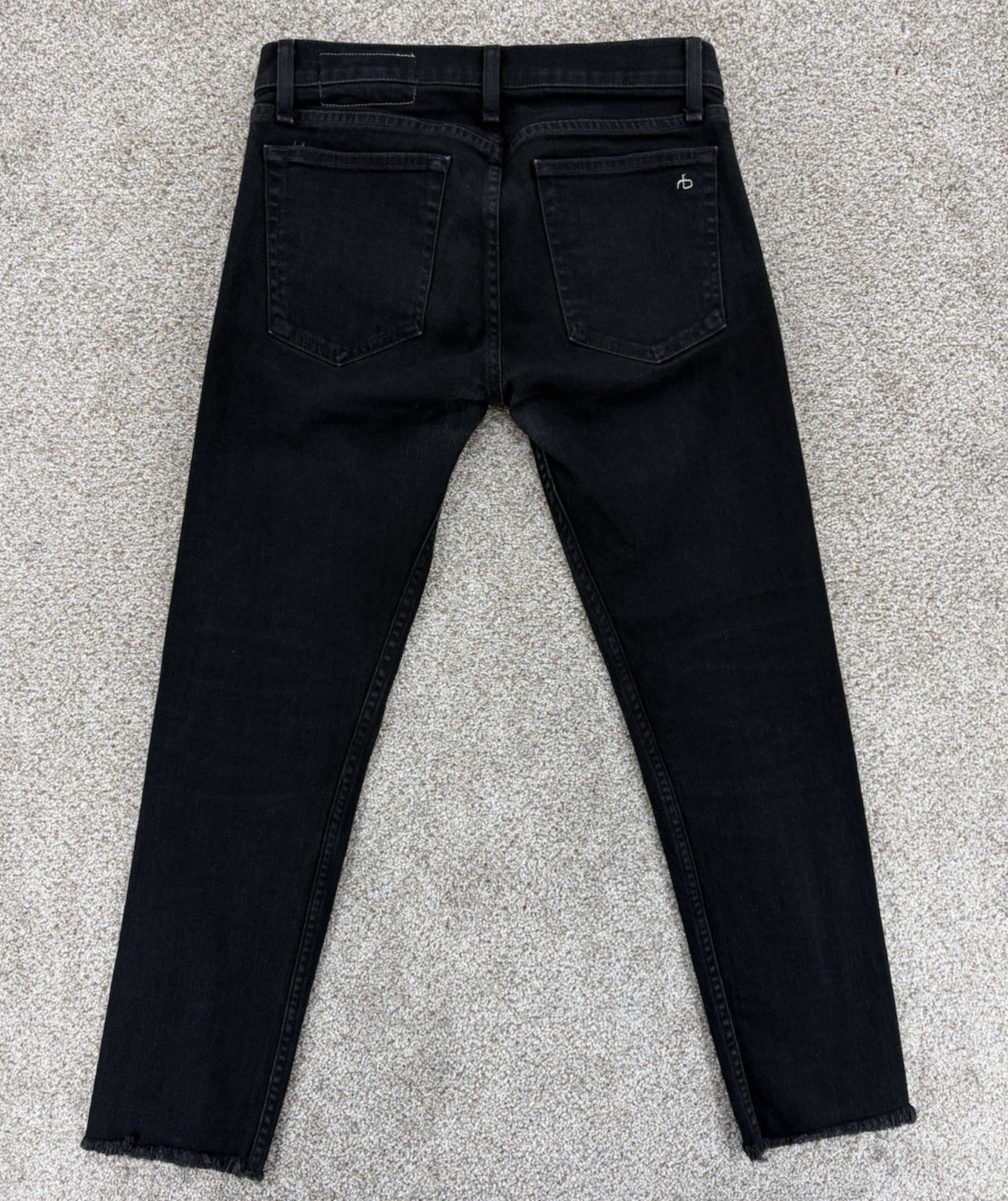 Rag & Bone Fit 1 Skinny Leg Denim Jeans Mens Size 30×28 Black Button Fly Raw Hem