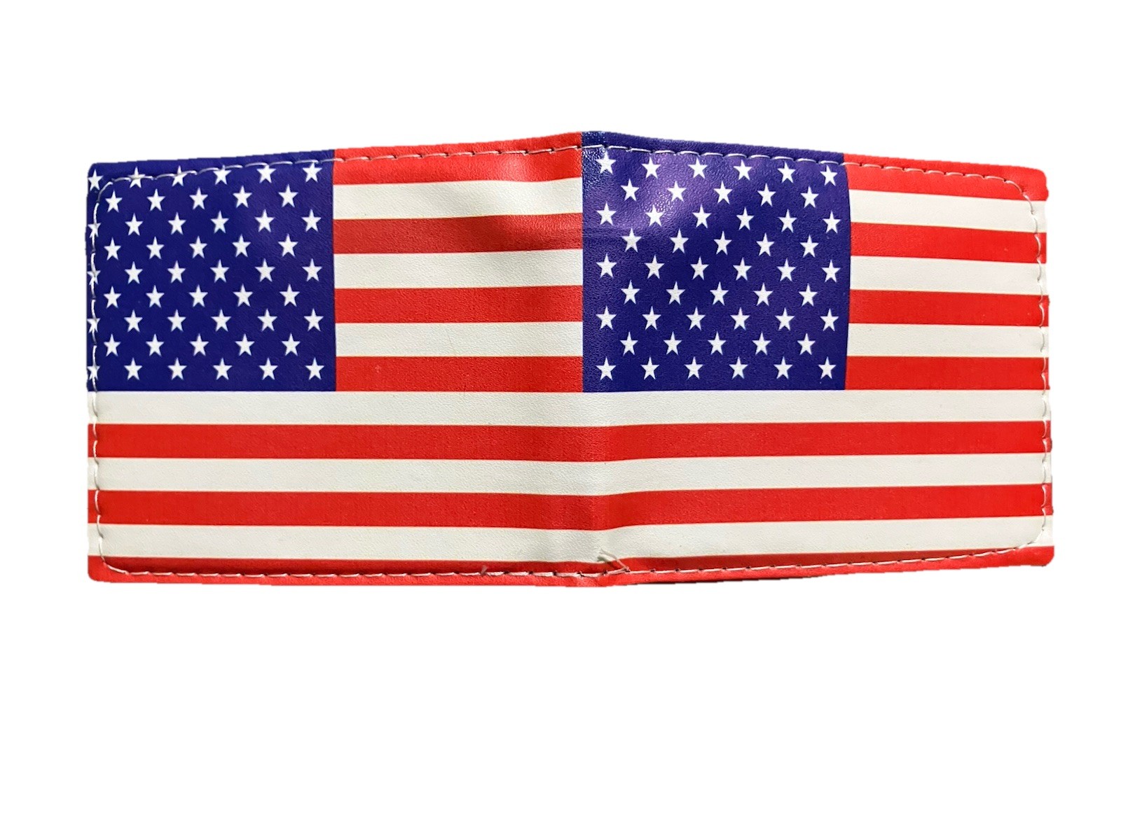 American Flag Vinyl Wallet Bi-Fold Patriotic USA Stars Stripes Slim