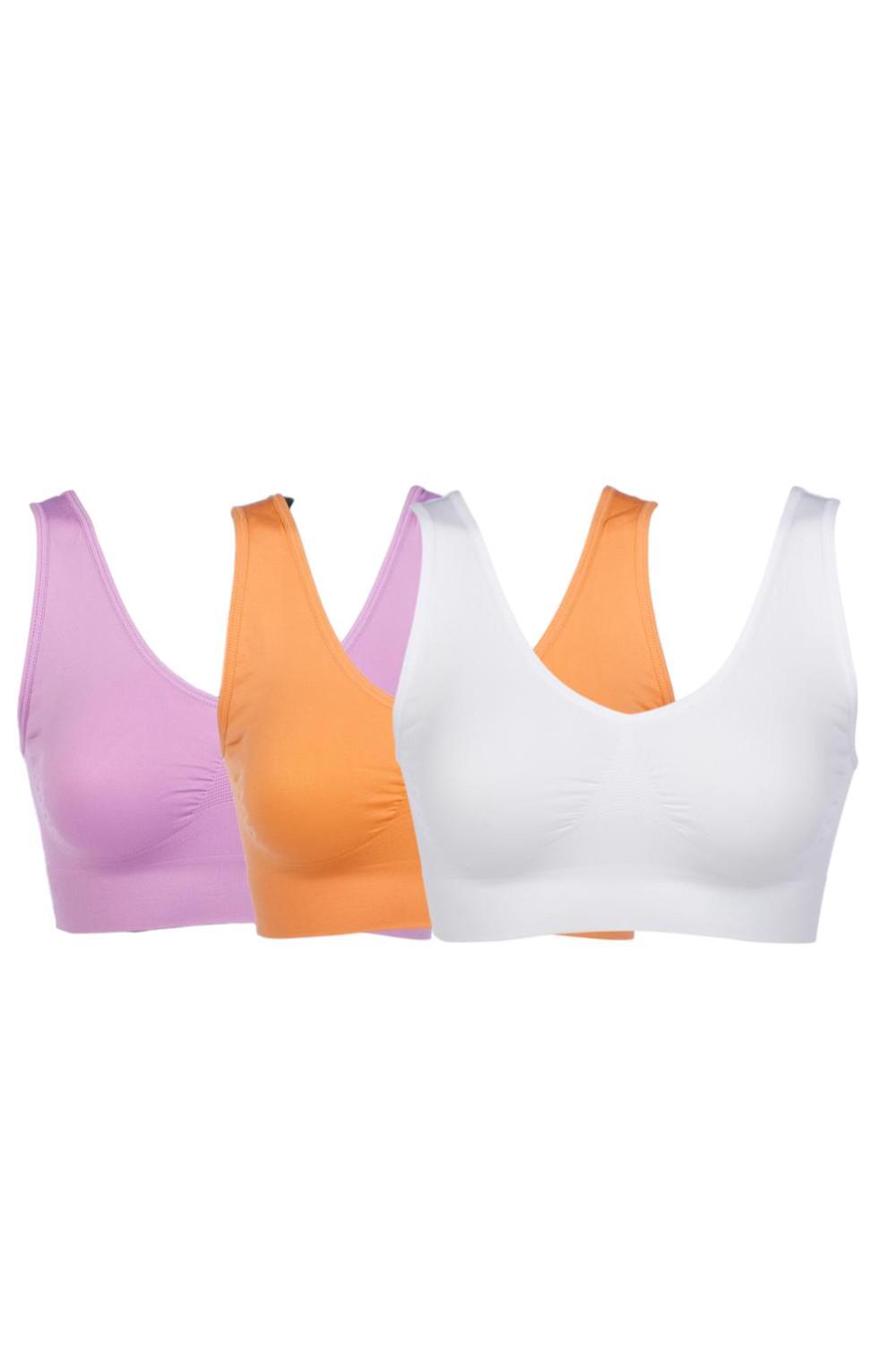 Rhonda Shear 3-pack Seamless Original Ahh Bra White/Orchd/Aprict