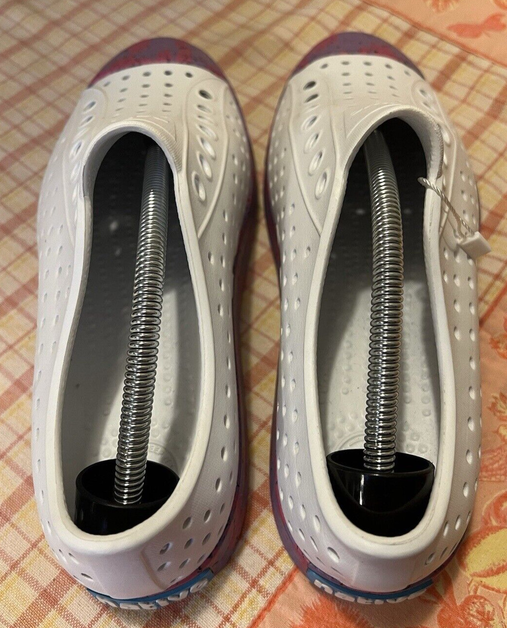 Native Jefferson Shoe White Purple Pink Sea Fan Dazzle Marble Slip On W8/M6 NWT