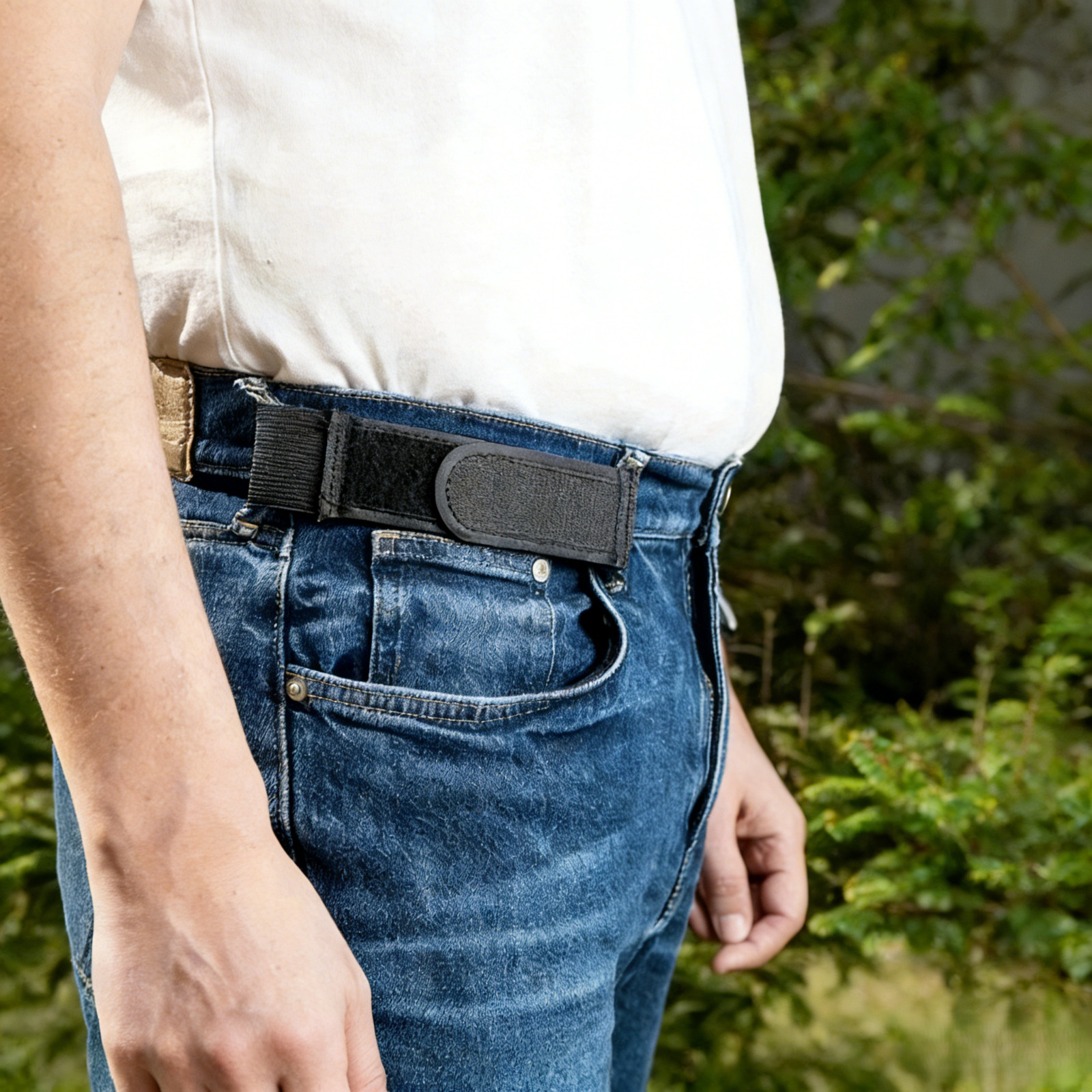 2PCS Adjustable No Buckle Belt for Men Elastic Stretch Waist Comfort Belt